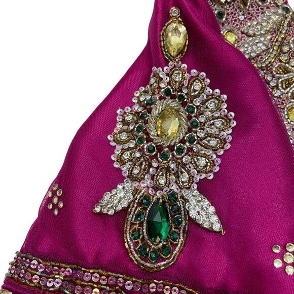 One of a Kind Hot Pink Embroidered and Jeweled Sari Top Size Large - Picture 8 of 16